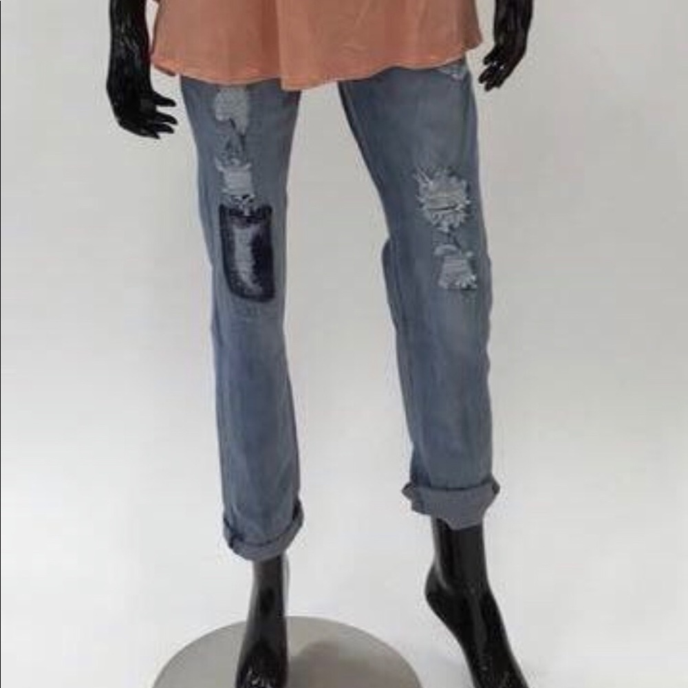 Lucky and Blessed Distressed Boyfriend Fit Jeans